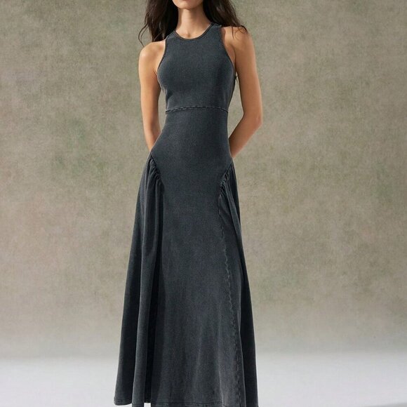 Black Casual Women's Distressed Wash Backless Design Dress - Picture 5 of 8